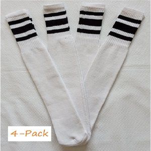 Baseball Socks Softball Striped Tube Socks Cotton Game Socks White & Black 23"